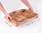 Large Rectangular Wooden Tray with Handles - Image 7