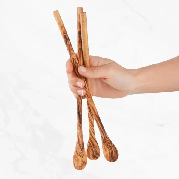 Long Handle Iced Tea Spoon - Handcrafted Olive Wood